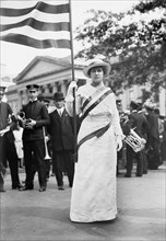 Helen Hitchcock, Woman Suffragette, Holding American Flag, Suffrage Parade, Washington DC, USA, Harris & Ewing, May 1914