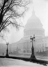 U.S. Capitol Building on Foggy Day, Washington DC, USA, Harris & Ewing, 1917