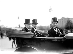 U.S. Secretary of State Robert Lansing (left), Portrait in Automobile, Washington DC, USA, Harris & Ewing, 1916