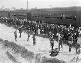 Arrival of Drafted Men, Camp Meade #1, Maryland, USA, Harris & Ewing, 1917