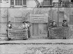 Group of Suffragettes with Picket Signs and Banners, Washington DC, USA, Harris & Ewing, 1917