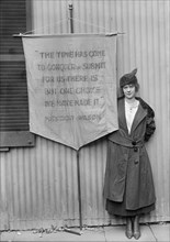 Pauline Floyd, Suffragette, with Banner, Washington DC, USA, Harris & Ewing, 1917