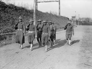 Group of African-American Army Soldiers Marching in Formation, Harris & Ewing, 1917