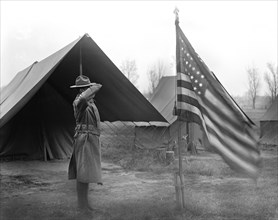 African-American U.S. Army Soldier, Profile Saluting American Flag, USA, Harris & Ewing, 1917
