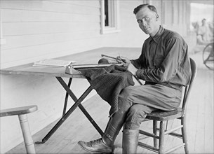 Recovering Soldier Knitting, Walter Reed General Hospital, Washington DC, USA, Harris & Ewing, 1918