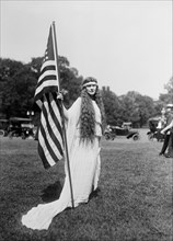 Woman with American Flag, Fourth of July Celebration, the Ellipse, Washington DC, USA, Harris & Ewing, 1919