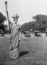 Woman in Statue of Liberty Costume, Fourth of July Celebration, the Ellipse, Washington DC, USA, Harris & Ewing, 1919