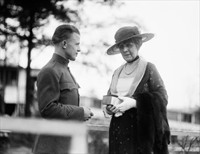 First Lady Florence Harding with Military Officer, Washington DC, USA, Harris & Ewing, 1921