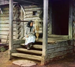 Woman Spinning Yarn, Village of Izbedovo, Russia, Prokudin-Gorskii Collection, 1910