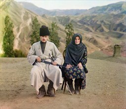 Portrait of Couple in Traditional Clothes, Dagestan, Russia, Prokudin-Gorskii Collection, 1910