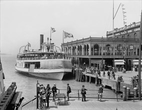 Ferry at Dock, Belle Isle Park, Detroit, Michigan, USA, Lycurgus S. Glover for Detroit Publishing Company, 1900