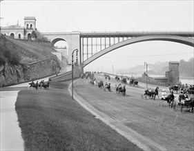 The Speedway Looking North to Washington Bridge, New York City, New York, USA, Detroit Publishing Company, 1905