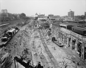 Excavation for Grand Central Terminal, New York City, New York, USA, Detroit Publishing Company, 1908