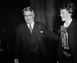 New York Senator Roy S. Copeland and Amelia Earhart at Senate Hearings on Aviation Safety, Washington DC, USA, Harris & Ewing, 1936