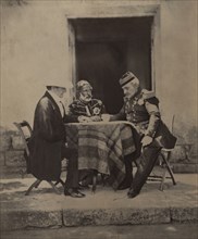 FitzRoy James Henry Somerset, 1st Baron Raglan, Omar Pacha and Aimable-Jean-Jacques Pélissier, Council of War at Lord Raglan's Headquarters after Successful Attack on Mamelon during Siege of Sevastopo...