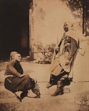 Full-Length Portrait of Seated Zouave, and Standing Spahi Officer, Portrait, Crimean War, Crimea, Ukraine, by Roger Fenton, 1855