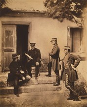 British Lieutenant-General Sir Harry Jones (seated in chair) with Lieutenant-Colonel Bouchier, Lieutenant Cowel, Lieutenant Jameson, Crimean War, Crimea, Ukraine, by Roger Fenton, 1855