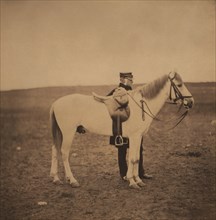 British Lieutenant General Sir William J. Codrington K.C.B., Portrait Standing Behind Horse, Crimean War, Crimea, Ukraine, by Roger Fenton, 1855