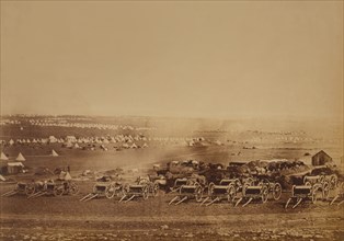 Rows of Caissons with British Military Tents in Background, Crimean War, Sevastopol, Crimea, Ukraine, by Roger Fenton, 1855
