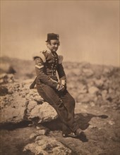 Sergeant of British Light Infantry, Full-Length Portrait Sitting on Rock, Crimean War, Crimea, Ukraine, by Roger Fenton, 1855