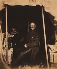 British Lieutenant-General John Pennefather, Full-Length Seated Portrait in Tent, Crimean War, Crimea, Ukraine, by Roger Fenton, 1855