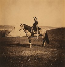 French General Pierre Bosquet, Portrait Sitting on Horse, Crimean War, Crimea, Ukraine, by Roger Fenton, 1855