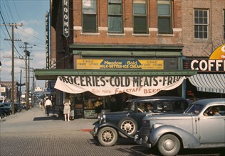 Eagle Fruit Stand and Hotel Capital, Lincoln, Nebraska, USA, John Vachon for Farm Security Administration - Office of War Information, 1942