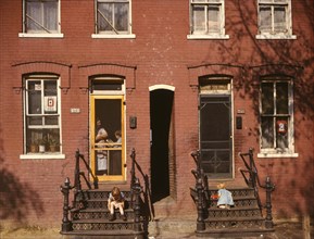 Children on Row House Steps, Washington DC, USA, early 1940's, Louise Rosska for Farm Security Administration - Office of War Information
