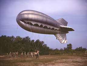 U.S. Marine Units in Training with Big Barrage Balloon, Parris Island, South Carolina, USA, Alfred T. Palmer for Office of War Information, May 1942