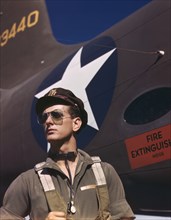 F.W. Hunter, Army Test Pilot, Douglas Aircraft Company, Long Beach, California, USA, Alfred T. Palmer for Office of War Information, October 1942