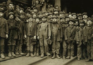 Large Group of Breaker Boys outside Ewen Breaker, South Pittston, Pennsylvania, USA, Lewis Hine for National Child Labor Committee, January 1911