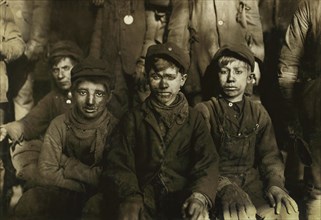 Group of Breaker Boys, Seated Portrait, Pittston, Pennsylvania, USA, Lewis Hine for National Child Labor Committee, January 1911