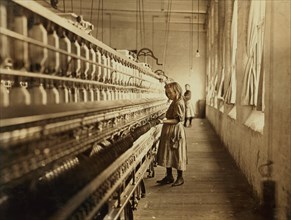 Sadie Pfeifer, 48 inches high, Lancaster Mills, Lancaster, South Carolina, USA, Lewis Hine for National Child Labor Committee, November 1908