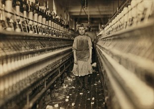 Young Spinner, Full-Length Portrait, Globe Cotton Mill, Augusta, Georgia, USA, Lewis Hine for National Child Labor Committee, January 1909