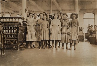 Group of Adolescent Spinners, Full-Length Portrait, Washington Cotton Mills, Fries, Virginia, USA, Lewis Hine for National Child Labor Committee, May 1911