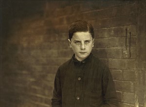 Francis Manning, Young Textile Mill Worker, Half-Length Portrait, Palmer, Massachusetts, USA, Lewis Hine for National Child Labor Committee, September 1911