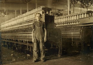 Henry Fournier, Full-Length Portrait, Sweeper and Cleaner, #2 Spinning Room, Salem, Massachusetts, USA, Lewis Hine for National Child Labor Committee, October 1911