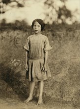 Ruth Rous, said she was 11 years old, but others said she is not yet 10, Full-length Portrait, Works at Deep River Cotton Mills, Randleman, North Carolina, USA, Lewis Hine for National Child Labor Com...