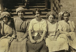 Group of Typical Mill Girls at Cotton Mill, Seated Portrait, Dallas, Texas, USA, Lewis Hine for National Child Labor Committee, October 1913