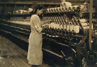 Young Spooler Tender, Full-Length Portrait, American Linen Company, Fall River, Massachusetts, USA, Lewis Hine for National Child Labor Committee, June 1916