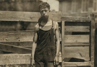 Fred Fowner, 15 years old, Young Doffer in Textile Mill, Fall River, Massachusetts, USA, Lewis Hine for National Child Labor Committee, June 1916