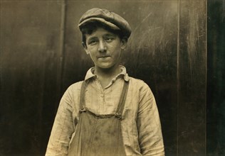 Lawrence Burns, 14 years old with Vision Disorder, Works as Doffer, Half-Length Portrait, Pocasset Mills, Fall River, Massachusetts, USA, Lewis Hine for National Child Labor Committee, June 1916