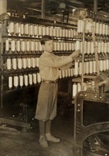 Back Boy, 14 years old, Full-Length Portrait, Mule Room, Berkshire Cotton Mills, Adams, Massachusetts, USA, Lewis Hine for National Child Labor Committee, July 1916