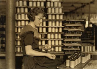 Young Female Worker in Favorable Working Conditions, Half-Length Seated Portrait, Cheney Silk Mills, Lewis Hine for National Child Labor Committee, 1924