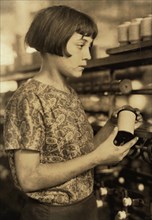 Young Female Worker in Favorable Working Conditions, Half-Length Portrait, Cheney Silk Mills, Lewis Hine for National Child Labor Committee, 1924