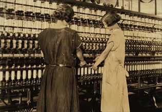 Two Young Spinners in Favorable Working Conditions, Cheney Silk Mills, Lewis Hine for National Child Labor Committee, 1924