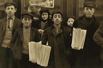 Group of Newsies, Close-Up Portrait, Hartford, Connecticut, USA, Lewis Hine for National Child Labor Committee, March 1909