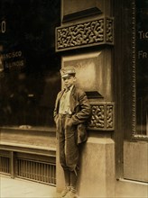 Young Messenger, Full-Length Portrait Standing Against Building, St. Louis, Missouri, USA, Lewis Hine for National Child Labor Committee, May 1910