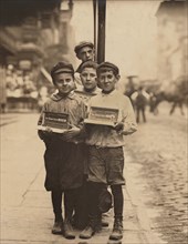 Young Boys Selling Gum, Bowery, New York City, New York, USA, Lewis Hine for National Child Labor Committee, July 1910