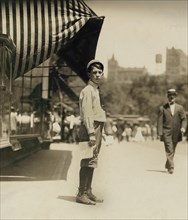 Messenger, Full-Length Portrait, Broadway, New York City, New York, USA, Lewis Hine for National Child Labor Committee, July 1910